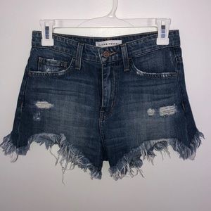 FLYING MONKEY HI RISE CURVED FREY HEM DENIM SHORTS